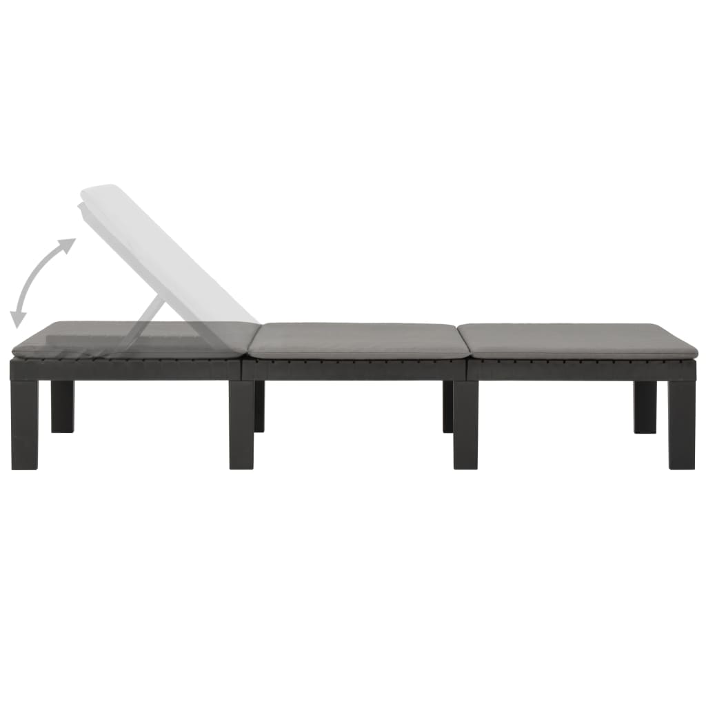 Ligbed met kussen kunststof antracietkleurig