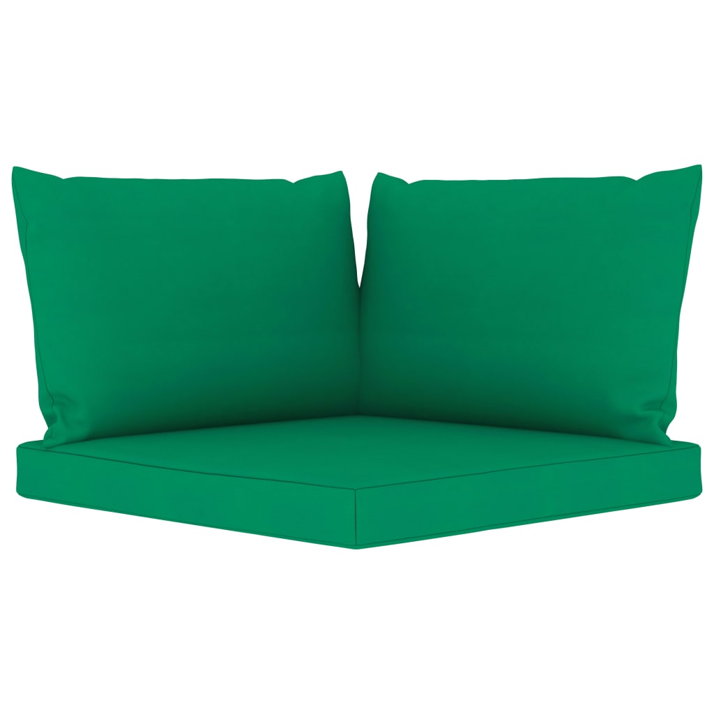 10-Delige Loungeset Met Groene Kussens 5x hoek + 3x midden + voetensteun + Tafel