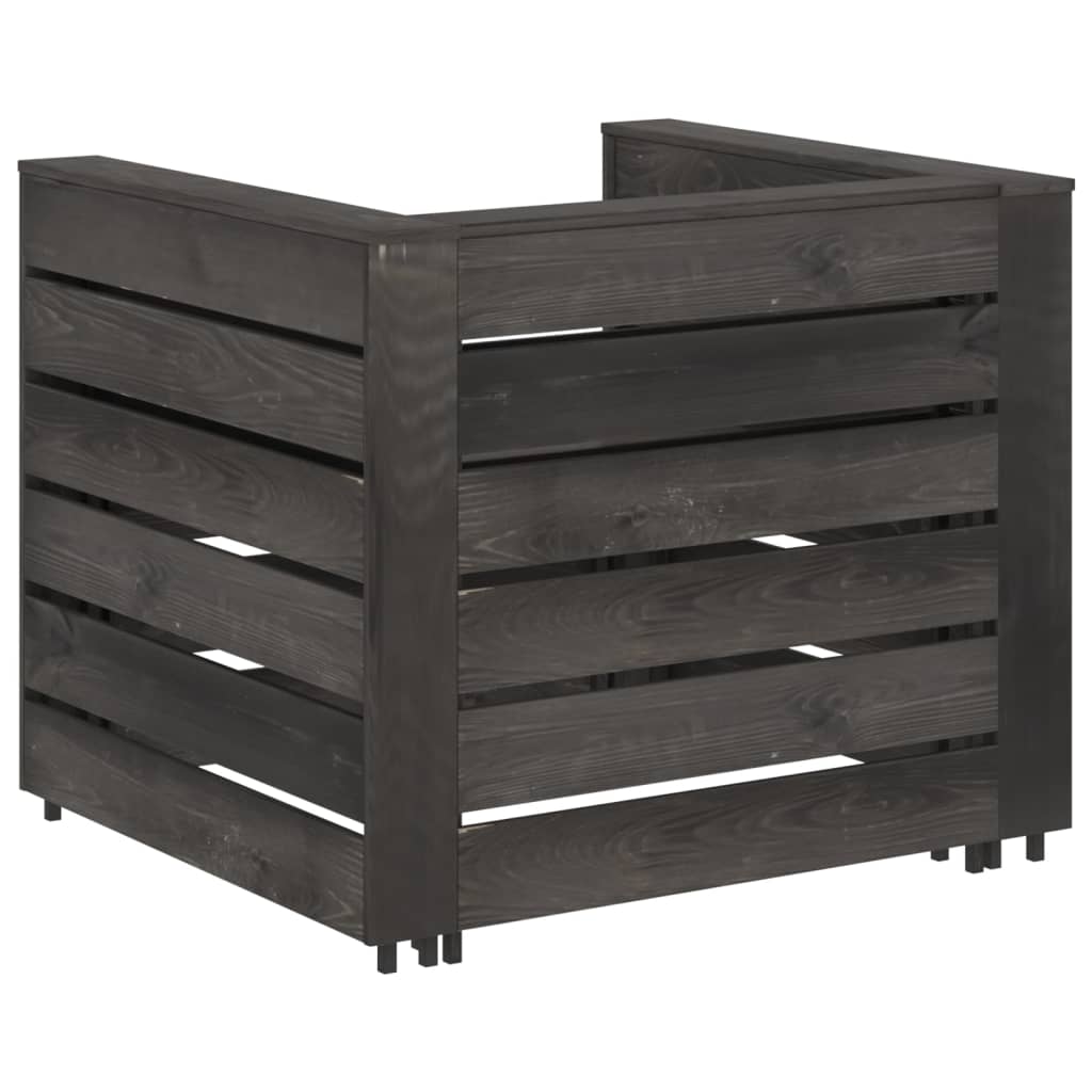 2-Delige Loungeset Pallet Geïmpregneerd Grenenhout Grijs 1
