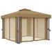 Prieel met gordijn 3x3 m aluminium taupe