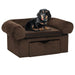Hondenbank met lade 75x50x38 cm pluche bruin