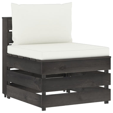 Middenbank Sectioneel Met Kussens Grijs Geïmpregneerd Hout 1 Crèmekleurig en grijs