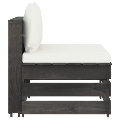 Middenbank Sectioneel Met Kussens Grijs Geïmpregneerd Hout 1 Crèmekleurig en grijs