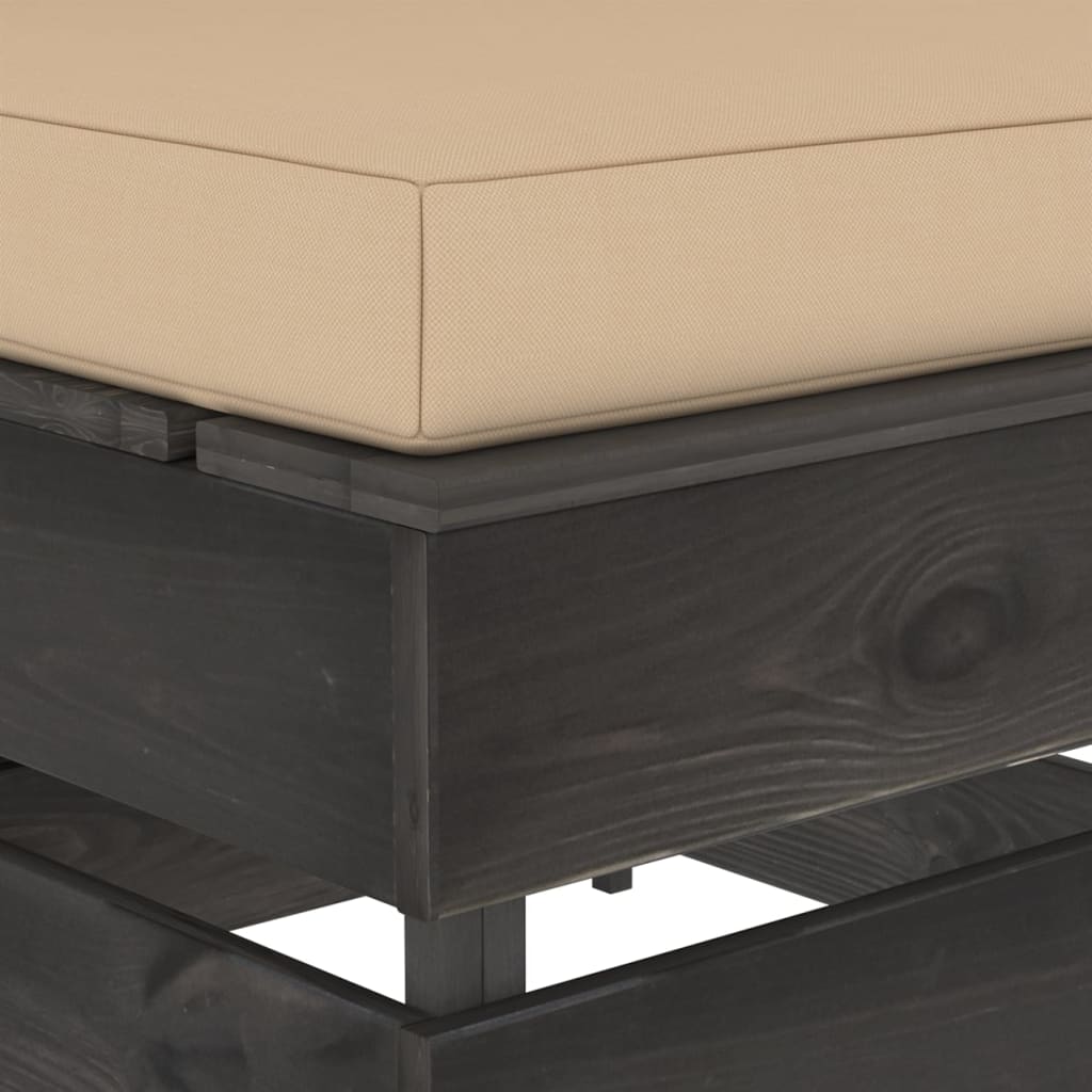 Middenbank Sectioneel Met Kussens Grijs Geïmpregneerd Hout 1 Beige en grijs