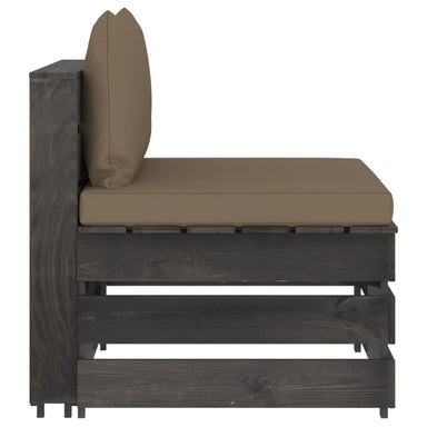 Middenbank Sectioneel Met Kussens Grijs Geïmpregneerd Hout 1 Taupe en grijs