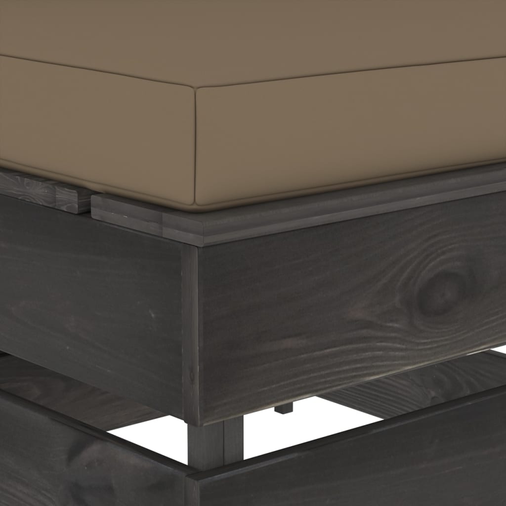 Middenbank Sectioneel Met Kussens Grijs Geïmpregneerd Hout 1 Taupe en grijs
