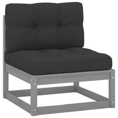 Tuinmiddenbank Met Antracietkleurige Kussens Grenenhout Grijs 1