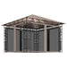 Prieel met klamboe en LED-lichtslinger 3x3x2,73 m taupe