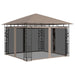 Prieel met klamboe en LED-lichtslinger 3x3x2,73 m taupe
