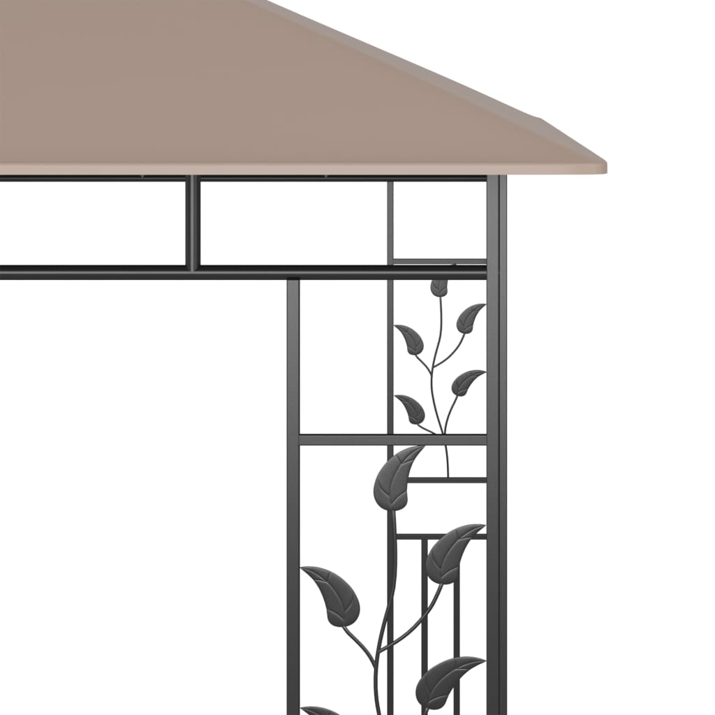 Prieel met klamboe en LED-lichtslinger 3x3x2,73 m taupe
