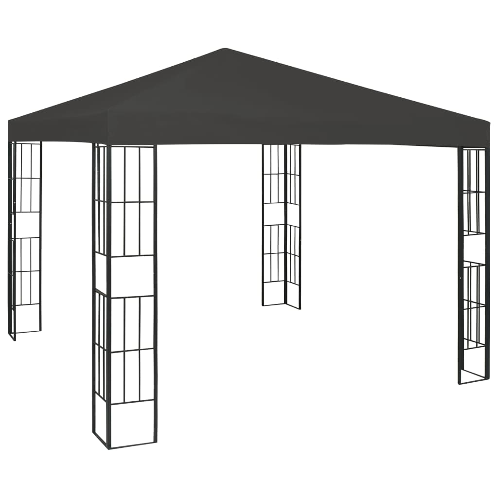 Prieel met LED-lichtslinger 3x3 m antracietkleurig