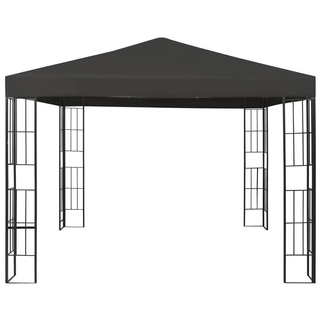 Prieel met LED-lichtslinger 3x3 m antracietkleurig