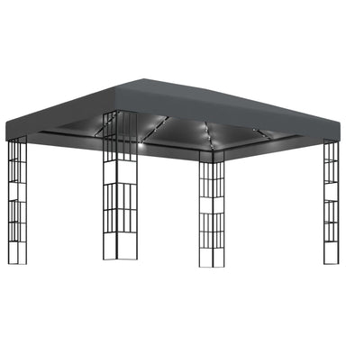 Prieel met LED-lichtslinger 3x4 m antracietkleurig