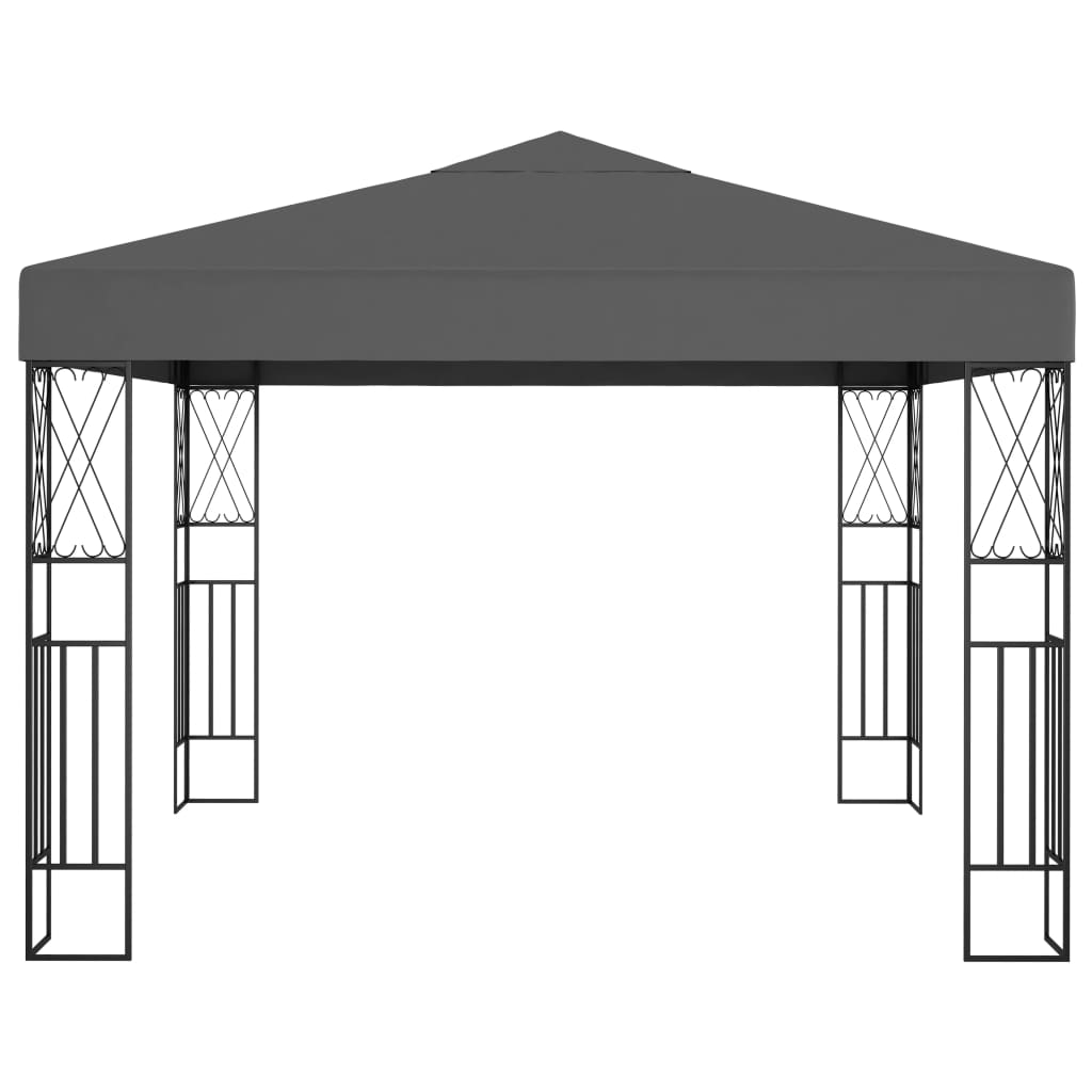 Prieel met LED-lichtslinger 3x3 m stof antracietkleurig