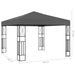 Prieel met LED-lichtslinger 3x3 m stof antracietkleurig