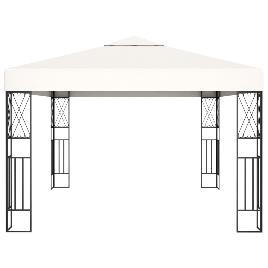 Prieel met LED-lichtslinger 3x4 m stof crèmekleurig