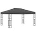 Prieel met LED-lichtslinger 3x4 m stof antracietkleurig