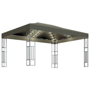 Prieel met LED-lichtslinger 3x4 m stof taupe