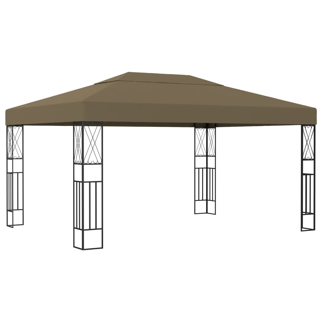 Prieel met LED-lichtslinger 3x4 m stof taupe