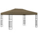 Prieel met LED-lichtslinger 3x4 m stof taupe