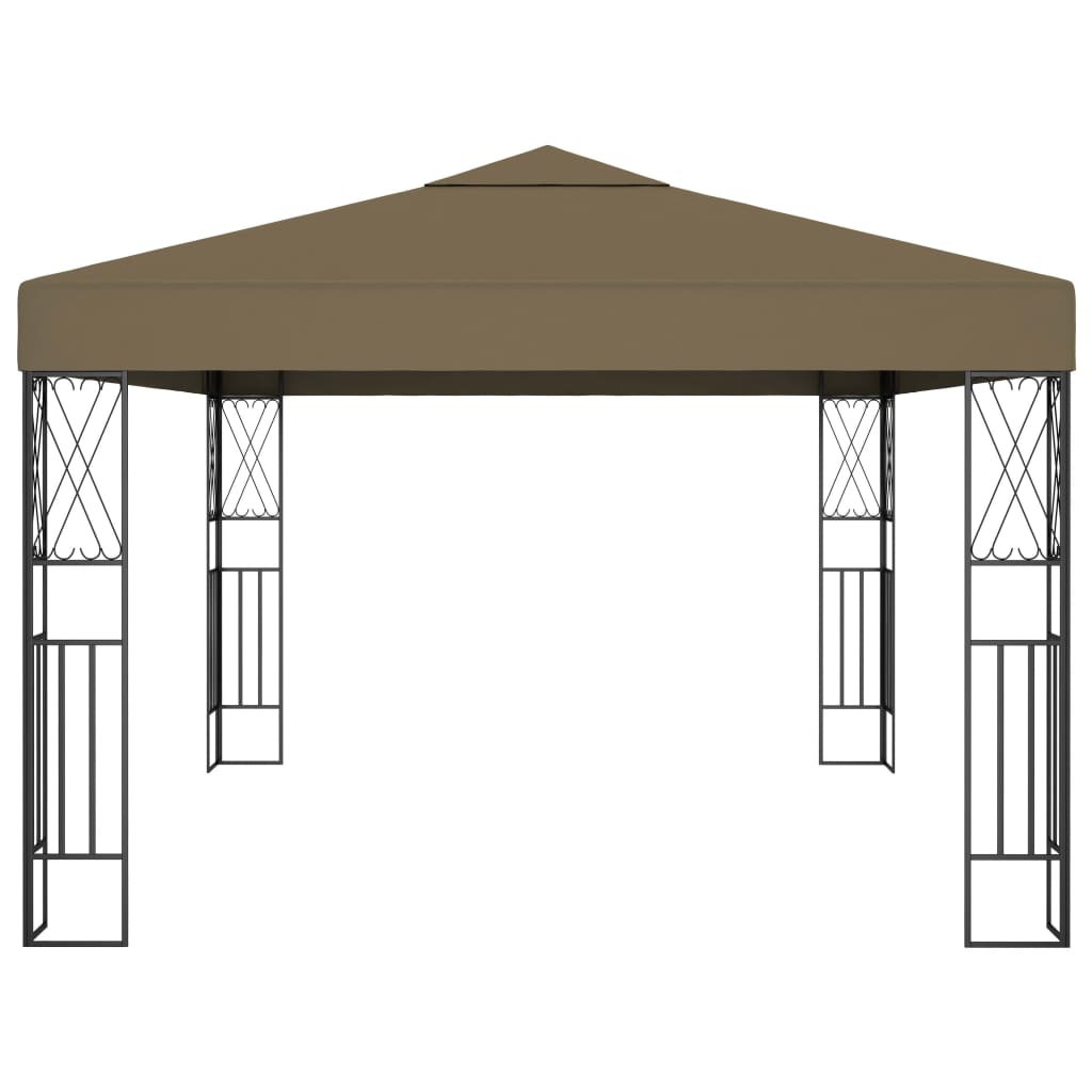 Prieel met LED-lichtslinger 3x4 m stof taupe