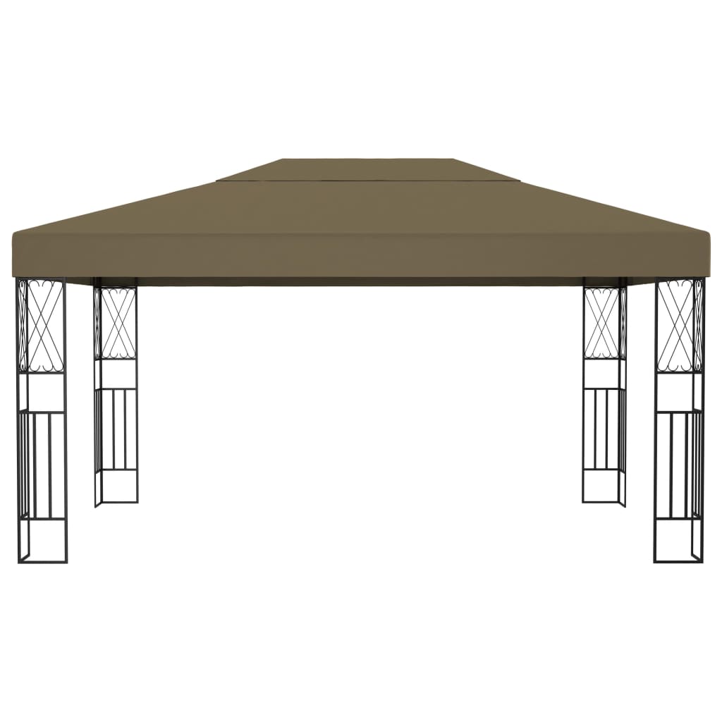 Prieel met LED-lichtslinger 3x4 m stof taupe