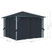 Prieel met gordijn LED-lichtslinger 3x3 m aluminium antraciet