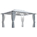 Prieel met gordijn en LED-lichtslinger 4x3 m aluminium crème