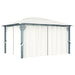 Prieel met gordijn en LED-lichtslinger 4x3 m aluminium crème