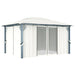 Prieel met gordijn en LED-lichtslinger 4x3 m aluminium crème