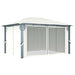 Prieel met gordijn en LED-lichtslinger 4x3 m aluminium crème