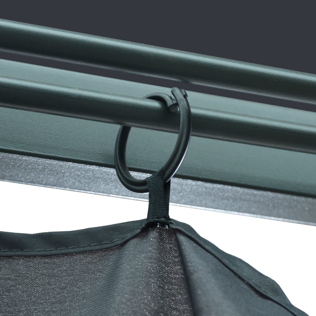 Prieel met gordijn LED-lichtslinger 4x3 m aluminium antraciet