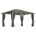 Prieel met gordijn en LED-lichtslinger 4x3 m aluminium taupe