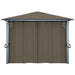 Prieel met gordijn en LED-lichtslinger 4x3 m aluminium taupe