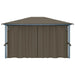 Prieel met gordijn en LED-lichtslinger 4x3 m aluminium taupe
