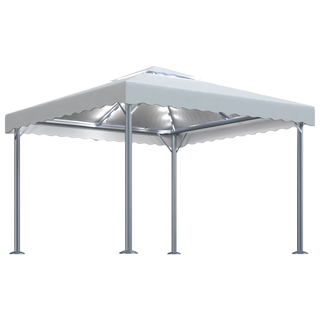 Prieel met LED-lichtslinger 300x300 cm aluminium crèmekleurig