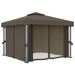 Prieel met gordijn en LED-lichtslinger 3x3 m taupe