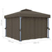 Prieel met gordijn en LED-lichtslinger 3x3 m taupe