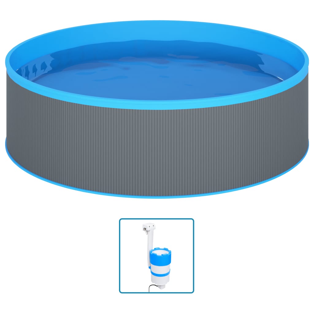 Splasher pool met hangende skimmer en pomp 350x90 cm grijs