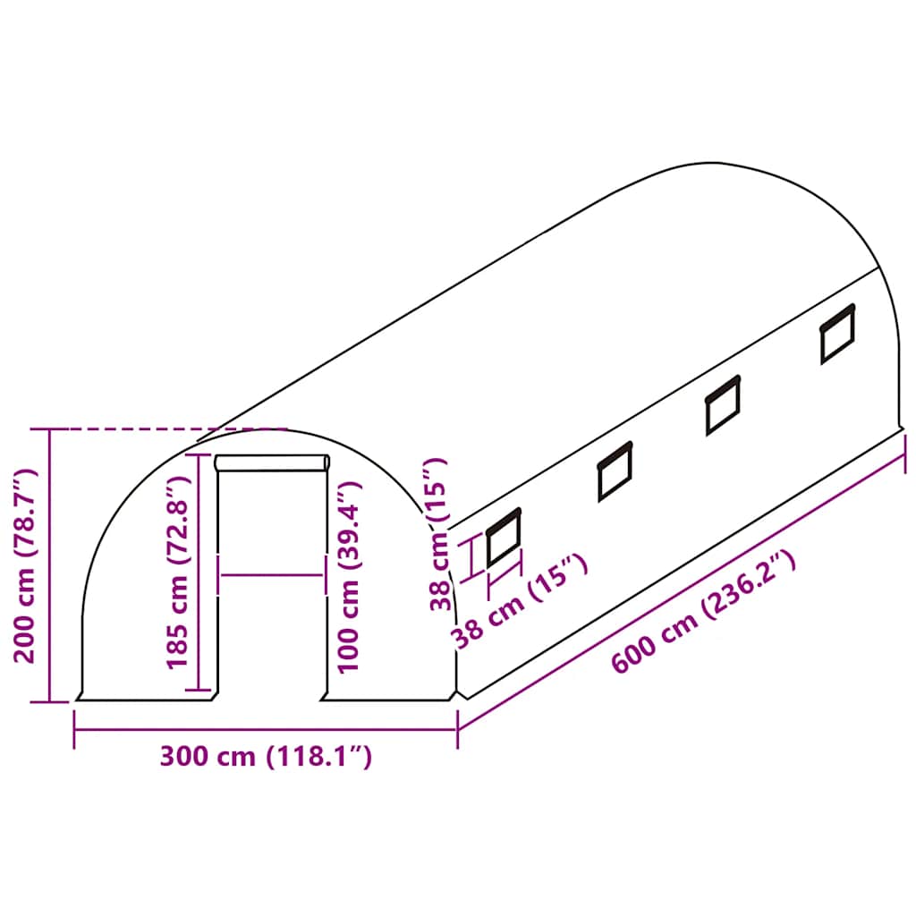 Kashoes vervangend (18 m²) 300x600x200 cm groen