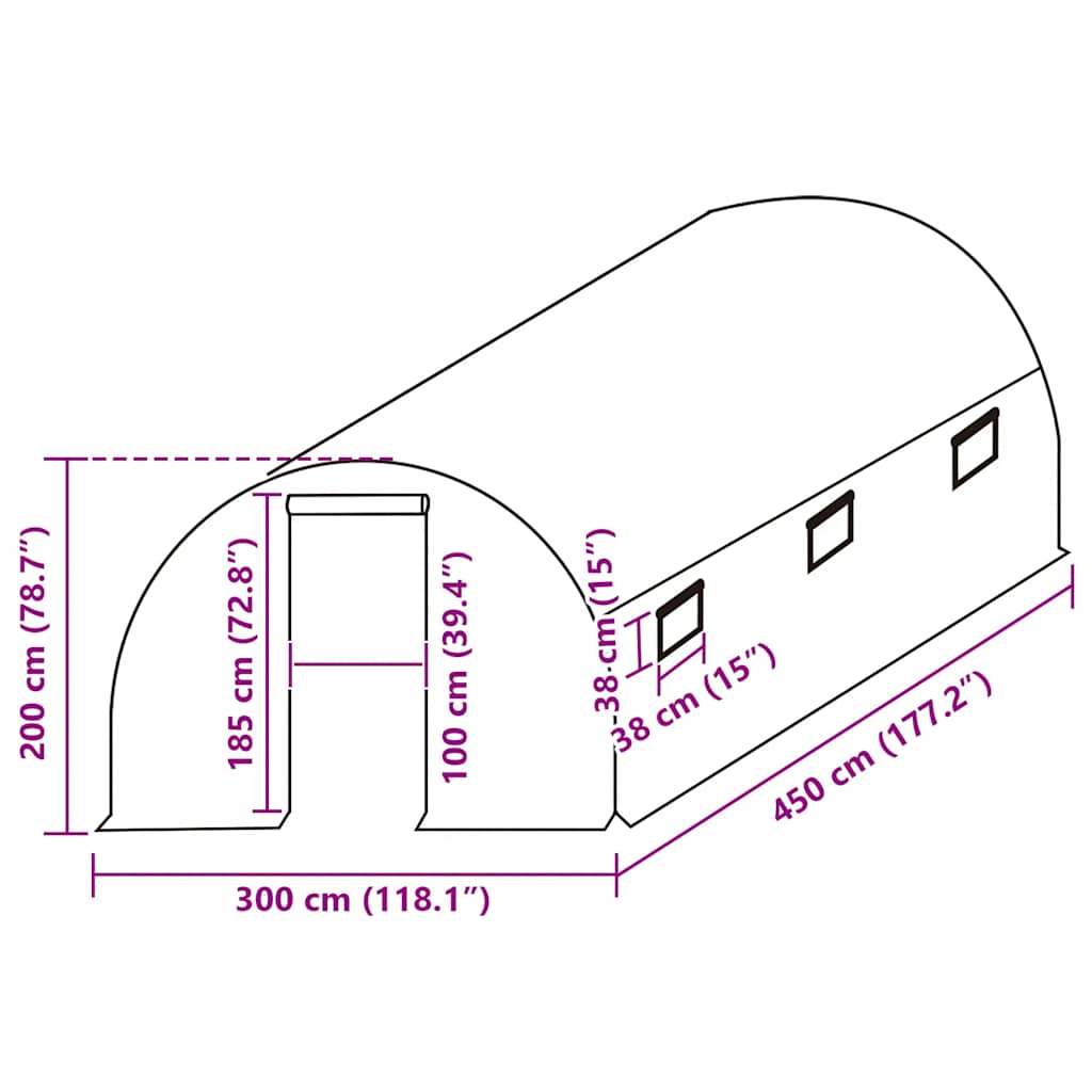 Kashoes vervangend (13,5 m²) 3x4,5x2 m transparant
