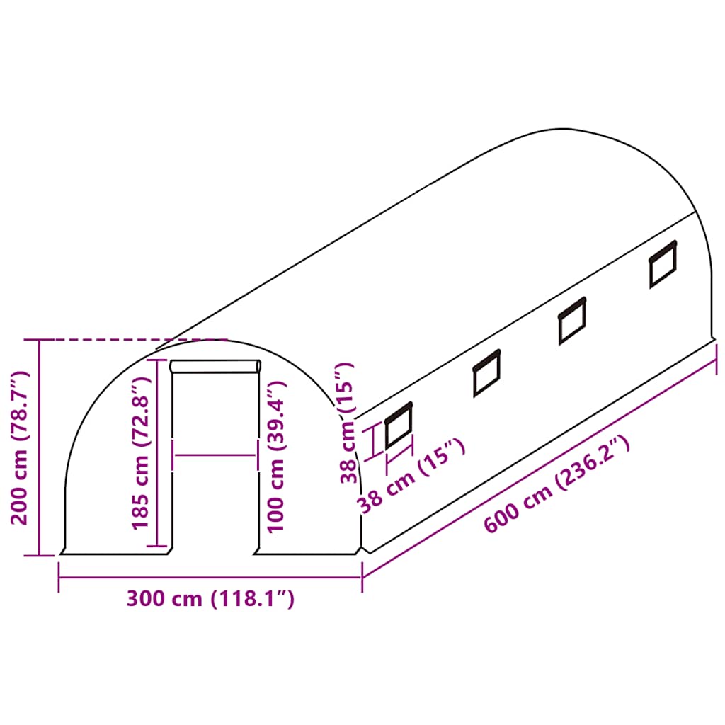 Kashoes vervangend (18 m²) 3x6x2 m transparant