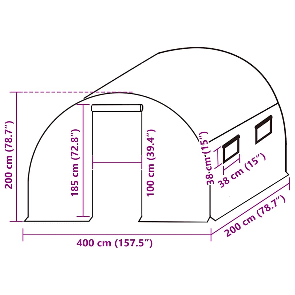 Kashoes vervangend (8 m²) 400x200x200 cm groen