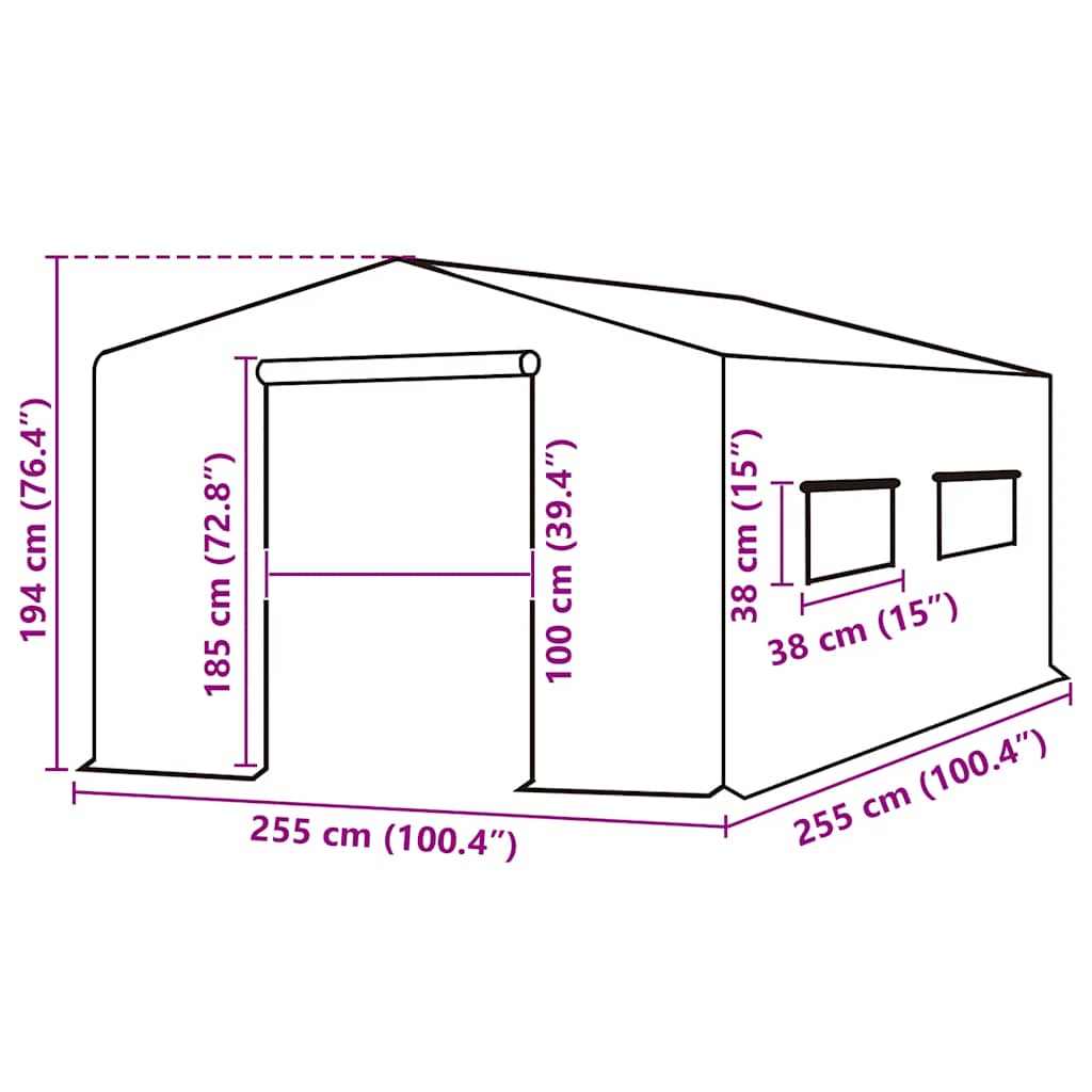 Kashoes vervangend (6,5025 m²) 255x255x194 cm groen