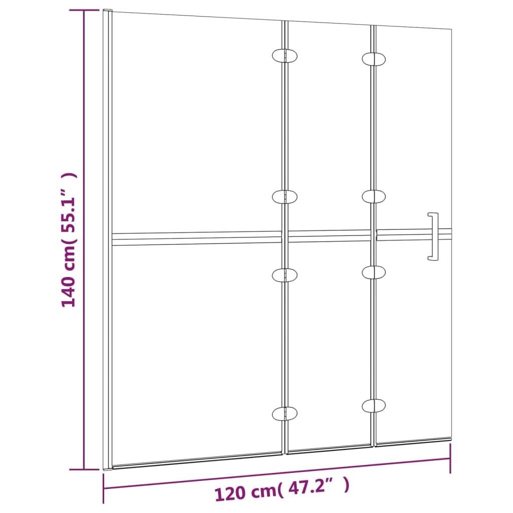 Douchewand inklapbaar 120x140 cm ESG wit