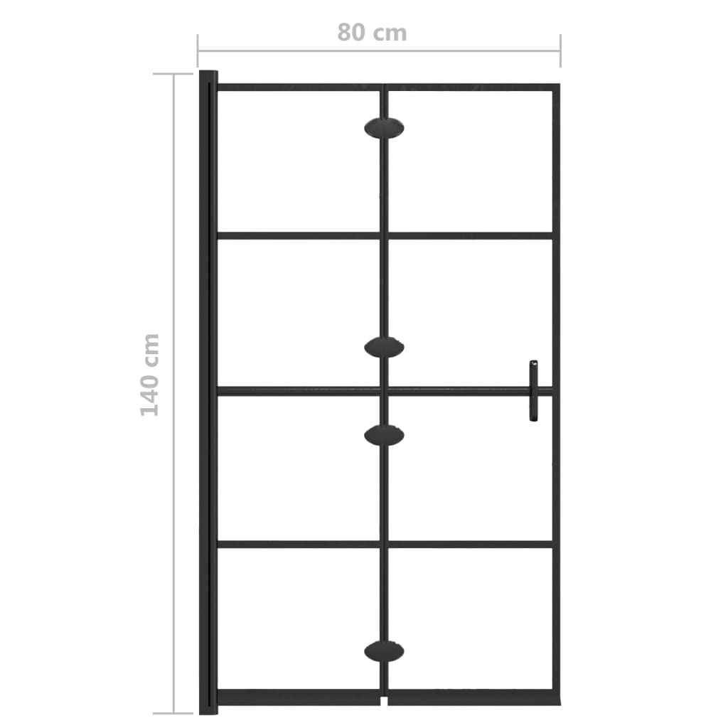 Douchewand inklapbaar 80x140 cm zwart