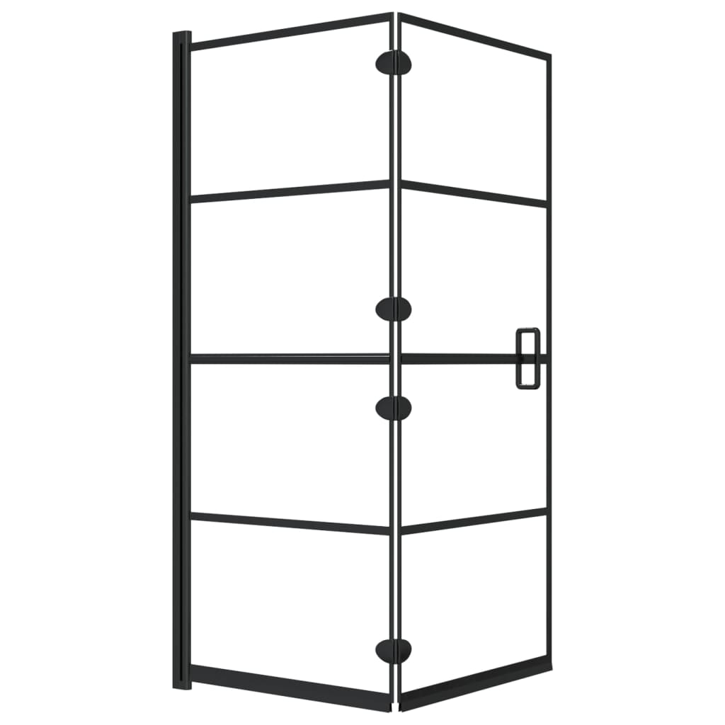 Douchewand inklapbaar 120x140 cm ESG zwart