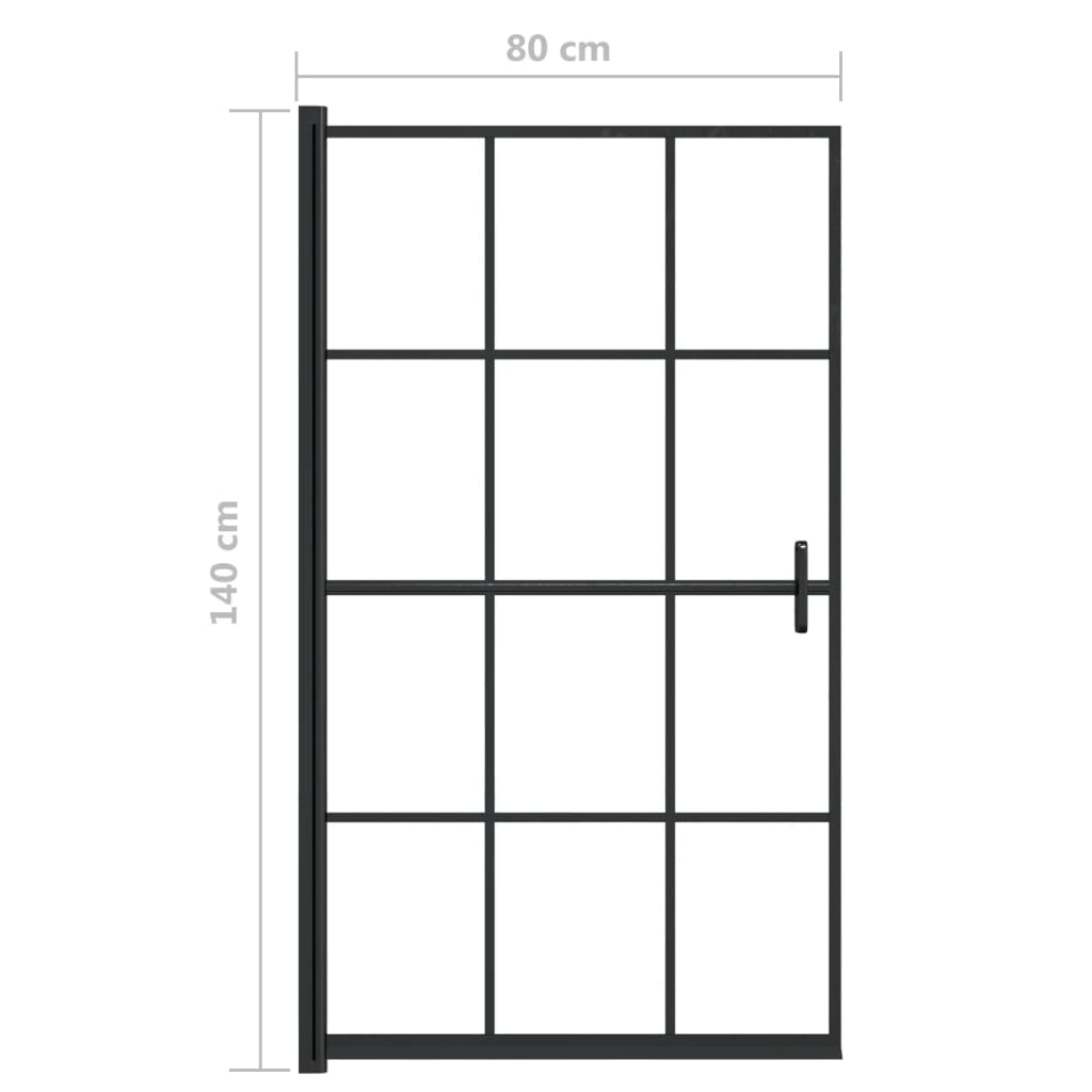 Douchewand 80x140 cm ESG zwart