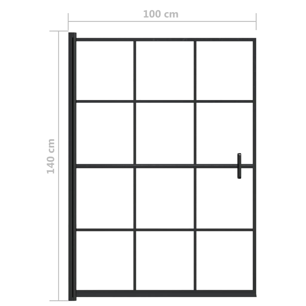 Douchewand 100x140 cm ESG zwart