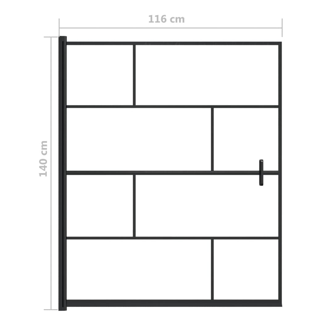 Douchewand 116x140 cm ESG zwart